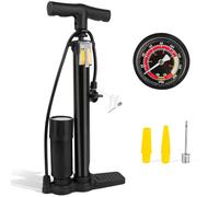 Bomba Bicicleta, Inflador Bicicletas con ManóMetro de 160 PSI, Portátil Hinchador Bicicleta con VáLvulas Presta Y Schrader, Bomba de Aire Bicicleta para Neumáticos, Pelotas, Todas Las Válvulas