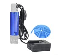 Bomba de aceite eléctrica de 21 V 120 W con batería de litio para diésel y agua, aleación de aluminio, bomba de transferencia portátil con puerto de carga USB y filtro, color azul (base de bomba de 10