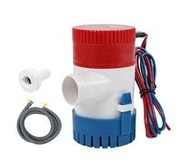 Bomba de achique eléctrica, 10 × 9 × 12 cm, bomba de achique no automática, 1100 GPH, 12 V, 1100 GPH, con juego de tubos de desagüe para barcos, yates, caravanas, agua dulce, salada y sucia