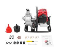Bomba de agua a gasolina 4 tiempos 1,2KW (38ccm) - Bomba de agua sucia a gasolina - Motor bomba de gasolina y bomba de jardín portátil con caudal de 135m³/h, altura de bombeo de 30m para riego