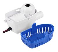 Bomba de agua de sentina, bomba sumergible automática para barco de 12 V con interruptor de flotación, bomba de agua de sentina, interruptor nadador ajustable para 3.8 A, 750 GPH, blanco / azul