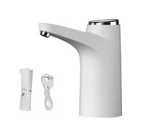 Bomba de agua eléctrica con pantalla táctil para botellas de galón, carga USB, jarra iluminada, ideal para el hogar, camping (blanco)
