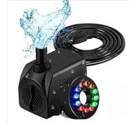 Bomba de agua eléctrica de 800 L/H 16 W, bomba de agua sumergible con luz LED de 12 colores, pequeña bomba de agua silenciosa para fuente, acuario, pecera, jardín, piscina, estanque