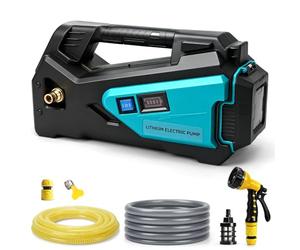 Bomba de agua para batería Makita de 18 V, bomba eléctrica autocebante portátil para casa, piscina, caravana, jardín, con tubo de salida de agua de 10 metros, pistola de agua de alta presión, 7