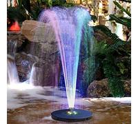 Bomba de agua solar con panel solar de 3 W y batería de respaldo de 1600 mAh - Fuente flotante con 7 patrones de pulverización e iluminación LED - Bomba automática para exteriores