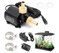 Bomba de agua sumergible de 12 V, 800 L/H, pequeña con adaptador de red, regulación de velocidad de 5 niveles, altura de extracción 5 m, para estanque, acuario, fuente y fuente de agua
