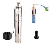 Bomba De Agua Sumergible For Pozo Profundo Con Tubo Acero Inoxidable, Solar Rotativa, Tornillo For Jardín Y Hogar Bomba Sumergible(3QGD0.5-50-0.25)