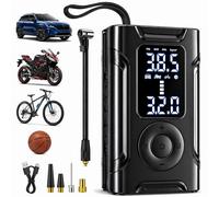 Bomba de Aire Eléctrica 150 PSI, Mini Compresor Portátil Recargable con Pantalla Digital, Luz LED y Puerto USB, Inflador Eléctrico para Coche, Bicicleta, Moto y Pelotas