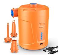 Bomba de Aire Eléctrica, 5200 mAh Batería Recargable, para Piscina Infantil, Mini Bomba de Aire Eléctrica con 3 Boquillas de Aire, Inflador Rápido para Bote Inflable/Colchón de Aire (Naranja Color)