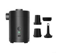 Bomba de aire eléctrica de alta potencia, dispositivo de inflado rápido para camas de aire, tiendas de campaña, barcos, bomba compacta para exteriores con 4 adaptadores, cable USB, negro, 10,3 x 9,5