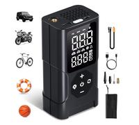 Bomba de aire eléctrica, mini compresor de aire portátil, bomba de aire eléctrica, 150 psi, 4500 mAh, compresor de batería con LED y LCD, control de presión de neumáticos en tiempo real, adecuado para