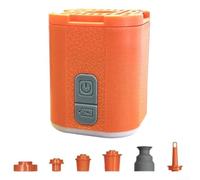 Bomba de aire eléctrica portátil con luz LED de camping, inflador rápido de 180 l/min para colchón de tienda de campaña, recargable USB-C de 1600 mAh, 5 boquillas, naranja (naranja)