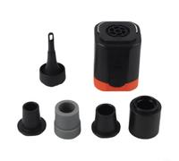 Bomba de aire eléctrica, portátil para mini con luz LED, vacío de inflado rápido para acampar al aire libre, dispositivo inalámbrico de señal SOS (negro naranja)