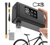 Bomba de aire para bicicleta, apagado automático con medidor de presión de luz LED, inflador de neumáticos eléctrico portátil, para globos, natación, anillos, juguetes de piscina, carretera, montaña