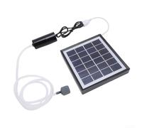 Bomba de aire USB alimentada por energía solar, 10 W, 5 V, aireador de activación automática con piedra de burbuja para pecera, estanque pequeño, suministro de oxígeno para jardín al aire libre (negro