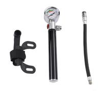 Bomba de aleación de aluminio con manómetro, inflador portátil y válvulas, incluye bolas deportivas con aguja de bola, color negro (modelo de bicicleta)