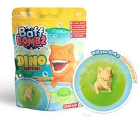 Bomba de Baño Sorpresa Dinosaurio Grande de Zimpli Kids, 6 Juguetes Sorpresa de Dinosaurio para coleccionar, Juguete Efervescente para Niños, Regalo para Rellenar el Calcetín