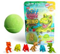 Bomba de Baño Sorpresa Dinosaurio Grande de Zimpli Kids, 6 Juguetes Sorpresa de Dinosaurio para coleccionar, Juguete Efervescente para Niños, Regalo para Rellenar el Calcetín