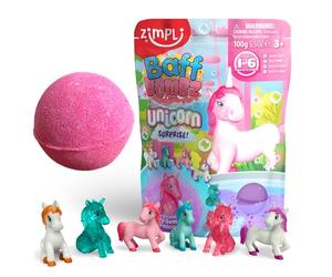 Bomba de Baño Sorpresa Unicornio Grande de Zimpli Kids, 6 Juguetes Unicornio Sorpresa para coleccionar, Set de Regalo Efervescente para Niños, Juguete para Rellenar Calcetines