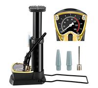 Bomba de bicicleta, Accesorios Bici, Bomba de Pie Portátil para Bicicleta con Manómetro, Bomba de Aire Portátil para Bicicleta