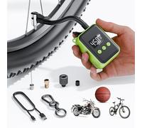 Bomba de bicicleta de 130 PSI, mini bomba de neumáticos de bicicleta con manómetro, se adapta a válvulas Presta y Schrader (Chartreuse), bomba de inflado de bicicleta eléctrica portátil, compresor de