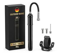 Bomba de bicicleta pequeña de 11 bar (160 psi), peso ligero (85 g) y tamaño (16 cm), ideal para viajes, bomba para válvulas Schrader y Presta, potente bomba de aire para bicicleta de carretera