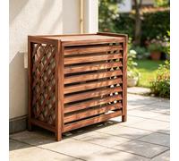 Bomba de calor al aire libre y cubierta madera del condensador CA, unidad enfriamiento externo múltiples dimensiones, estante oculto for trasero, almacenamiento doméstico(Small)