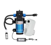 Bomba de diafragma autocebante de 45/60/80/100 W con alimentación de 12 V CC y 110-240 V for sistemas de riego de jardín y lavado de coches domésticos.(100W,UK,B-Power pump-Timer)