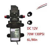 Bomba de diafragma, Bomba de alta presión de agua Micro DC 12V 70W 130PSI 6L/Min, bomba autocebante de diafragma bomba de pulverización eléctrica agrícola