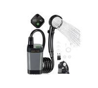 Bomba de ducha eléctrica portátil recargable para camping con manguera y pantalla inteligente para uso en exteriores.