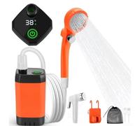 Bomba de ducha portátil al aire libre para uso en cubo o fregadero con 5 ajustes de velocidad, 4 patrones de pulverización e interfaz de carga cubierta de silicona (8000 mAh, 5 engranajes)