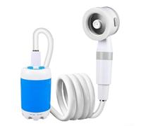 Bomba de ducha portátil recargable con manguera y cabeza/baño al aire libre inalámbrico para senderismo, viajes, lavado de coches, limpieza de mascotas/blanco