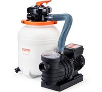 Bomba de filtro de arena VEVOR para piscinas elevadas, 300 mm, 10 000 l/h, 285 W, conjunto combinado de sistema de bombas y filtros para piscinas con válvula multipuerto de 6 vías y cesta de filtro, p