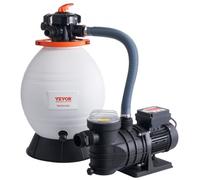 Bomba de filtro de arena VEVOR para piscinas elevadas, 400 mm, 18 000 l/h, 850 W, conjunto combinado de bombas y filtros para piscinas con válvula multipuerto de 6 vías y cesta de filtro, para piscina