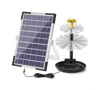 Bomba de fuente de agua de 6 W 9 V con 9 boquillas, 12 LED y batería de respaldo para baños de pájaros y jardines (sin luz)