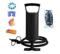 Bomba de globo 2 en 1 de mano con bomba de pie, bomba de aire manual para inflables, inflador manual de globos de 30,5 cm con tubo y 3 tipos de válvulas (negro)