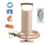 Bomba de globo 2 en 1 de mano con bomba de pie, bomba de aire manual para inflables, inflador manual de globos de 30,5 cm con tubo y 3 tipos de válvulas (caqui)