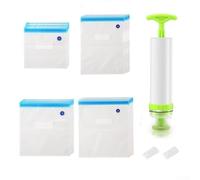 Bomba de mano y 10 bolsas de vacío para conservación de alimentos, solución de ahorro de espacio para productos frescos (bomba)