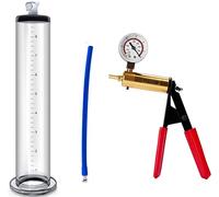 Bomba de pene con mango de tijera y manómetro: aumenta la potencia, alarga el pene, erecciones, impotencia, ayuda a agrandar el pene, bomba de vacío, entrenamiento de potencia masculina(12*2.25inch)