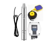 Bomba de pozo sumergible Solar PV 350W 500W 800W 1100W 1300W tasa 2,2m³/hora con controlador MPPT y bomba Solar con kit de bola flotante(500W DC36V 125M)