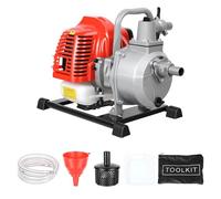 Bomba de transferencia de agua de 1 pulgada, bombas de agua gasolina 42,5 cc 2 tiempos, bomba de semiresiduos, 35,66 Gpm, portátil, drenaje piscina de riego 98,43 Rojo
