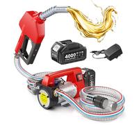 Bomba de Trasvase Diesel a Batería 21V: Caudal 45 L/min, bomba de combustible eléctricas para diésel y queroseno, con batería de 1 x 4,0 Ah, boquilla y 2 mangueras de 2 m - Para camiones y tractores