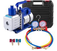Bomba de Vacío Aire Acondicionado 4.8 Cfm 1/3hp Bomba de Vacío Refrigerador con Medidor De Colector 1440 TR/Min Anti-Reflujo Aceite para Aire Acondicionado Coche Automotriz Refrigerador