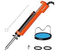 Bomba Desoldadora con Ventosa Eléctrica,Preciva Desoldador Estaño,Mango de Carga Corta,Boquillas Desoldadoras 1,0 mm / 1,2 mm,Desoldadura de Agujero Pasante