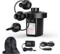 Bomba eléctrica, Bomba de Aire eléctrica, inflador eléctrico con 3 boquillas de Aire, para Camping al Aire Libre, alfombras inflables, inflables y desinflables de Piscinas