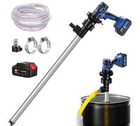 Bomba eléctrica de barril de aceite, bomba de tambor de combustible recargable con velocidad de succión de 80-150 l/min, tubo de acero inoxidable de 92 cm para diésel, queroseno, aceite hidráulico