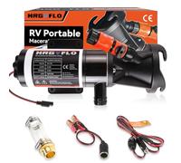 Bomba maceradora RV de 12 V, 12 GPM, succión de 3.3 pies, elevación de 10 pies con puerto de descarga de manguera de jardín, bomba de aguas residuales de liberación rápida con enjuague de agua dulce