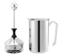 Bomba manual de leche, acero inoxidable de mano de bombeo, lanzador de de 17 oz con tapa, doble pantalla de malla, mango de fácil agarre, máquina de espuma rápida, perfecta para capuchino, café