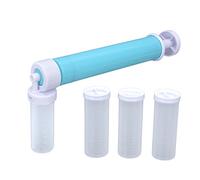 Bomba manual de purpurina con vial de 4 piezas, aerógrafo manual para pasteles, herramientas de decoración con purpurina, plumero manual para tartas, pulverizador multifunción de plástico (Azul)