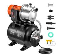 Bomba para pozos poco profundos VEVOR de 1 HP con tanque de presión, 1000 GPH, bomba de refuerzo de agua de riego automática con elevación de cabezal de 130 pies, interruptor de presión de 20/40 PSI,